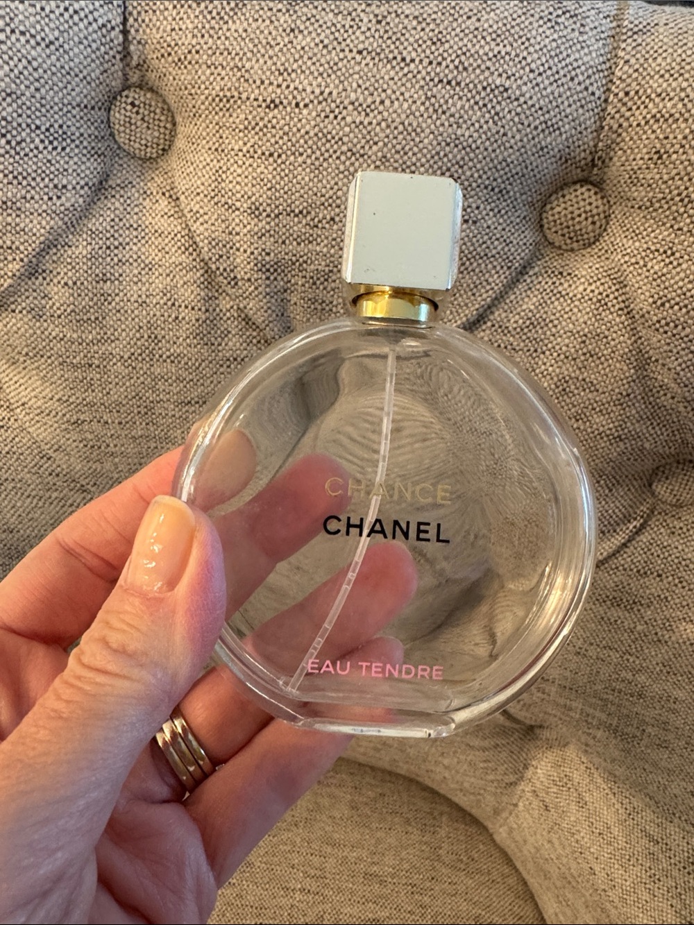 CHANEL Chance Eau Tendre Clear Bottle with Pink Text